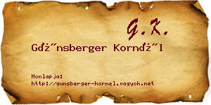 Günsberger Kornél névjegykártya